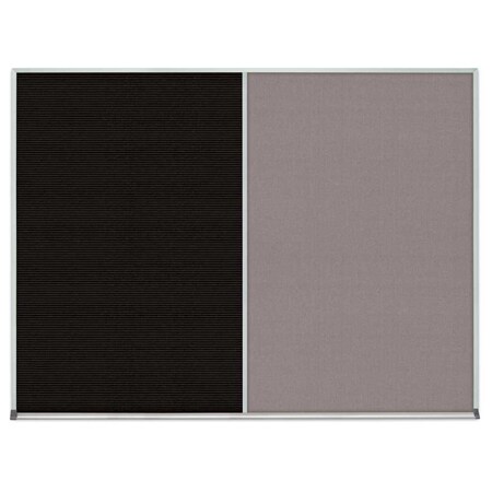 United Visual Products Double Door Radius Corkboard, 48"x36", Sat UV7003RC-SATIN-CLOUD